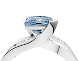 White gold Fancy Blue Princess  Solitaire Channel-Set Split Shank Ring with Tension Prong Setting_7