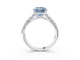 White gold Fancy Blue Princess  Solitaire Chevron Pave Diamond Engagement Ring with Six-Prong Setting_6