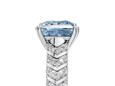 White gold Fancy Blue Princess  Solitaire Chevron Pave Diamond Engagement Ring with Six-Prong Setting_8