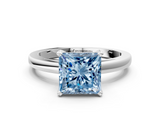 White gold Fancy Blue Princess  Solitaire Diamond Engagement Ring with Four-Prong Setting on a Classic Band_3