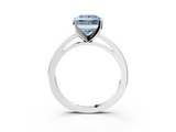 White gold Fancy Blue Princess  Solitaire Diamond Engagement Ring with Four-Prong Setting on a Classic Band_6