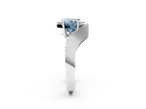 White gold Fancy Blue Princess  Solitaire Diamond Engagement Ring with Pave Band and Four-Prong Setting 3