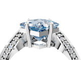 White gold Fancy Blue Princess  Solitaire Diamond Engagement Ring with Pave Band and Four-Prong Setting 5
