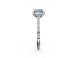 White gold Fancy Blue Princess  Solitaire Diamond Engagement Ring with Pave Band and Six-Prong Setting_22