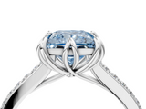 White gold Fancy Blue Princess  Solitaire Diamond Engagement Ring with Pave Band and Six-Prong Setting_24