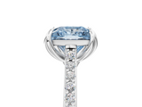 White gold Fancy Blue Princess  Solitaire Diamond Engagement Ring with Pave Band and Six-Prong Setting_25