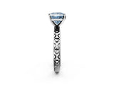 White gold Fancy Blue Princess  Solitaire Diamond Engagement Ring with XO Engraved Band and Four-Prong Setting 2