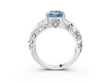 White gold Fancy Blue Princess  Solitaire Diamond Leaf Vine Band with Prong Setting_27