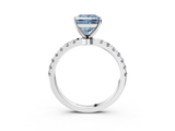 White gold Fancy Blue Princess  Solitaire Diamond Pavé Band with Four-Prong Setting_27