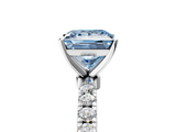White gold Fancy Blue Princess  Solitaire Diamond Pavé Band with Four-Prong Setting_29