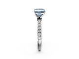 White gold Fancy Blue Princess  Solitaire Diamond Pavé Band with Four-Prong Setting_30