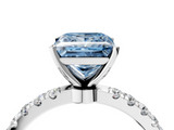 White gold Fancy Blue Princess  Solitaire Diamond Pavé Band with Four-Prong Setting_32