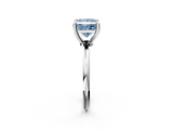 White gold Fancy Blue Princess  Solitaire Diamond Ring with 4-Prong Setting on a Classic Band_5