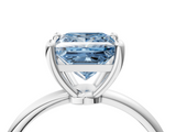 White gold Fancy Blue Princess  Solitaire Diamond Ring with 4-Prong Setting on a Classic Band_7