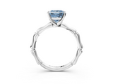 White gold Fancy Blue Princess  Solitaire Diamond Ring with Bamboo Band and Four-Prong Setting_55