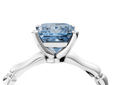 White gold Fancy Blue Princess  Solitaire Diamond Ring with Bamboo Band and Four-Prong Setting_56