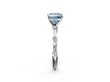White gold Fancy Blue Princess  Solitaire Diamond Ring with Bezel Set Side Stones and Prong Setting_5