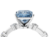 White gold Fancy Blue Princess  Solitaire Diamond Ring with Bezel Set Side Stones and Prong Setting_7
