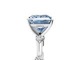 White gold Fancy Blue Princess  Solitaire Diamond Ring with Bezel Set Side Stones and Prong Setting_8