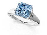 White gold Fancy Blue Princess  Solitaire Diamond Ring with Cathedral Band and Four-Prong Setting_67