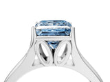 White gold Fancy Blue Princess  Solitaire Diamond Ring with Cathedral Band and Four-Prong Setting_70
