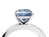 White gold Fancy Blue Princess  Solitaire Diamond Ring with Channel-Set Baguette Band and Four-Prong Setting_48