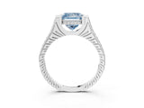 White gold Fancy Blue Princess  Solitaire Diamond Ring with Channel Set Band and Bezel Prong Setting_59