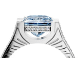 White gold Fancy Blue Princess  Solitaire Diamond Ring with Channel Set Band and Bezel Prong Setting_60
