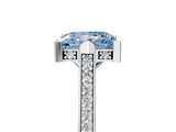 White gold Fancy Blue Princess  Solitaire Diamond Ring with Channel Set Band and Bezel Prong Setting_61