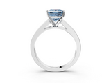White gold Fancy Blue Princess  Solitaire Diamond Ring with Channel-Set Band and Four-Prong Setting_6