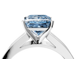 White gold Fancy Blue Princess  Solitaire Diamond Ring with Channel-Set Band and Four-Prong Setting_7