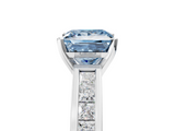White gold Fancy Blue Princess  Solitaire Diamond Ring with Channel-Set Band and Four-Prong Setting_8