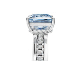 White gold Fancy Blue Princess  Solitaire Diamond Ring with Channel Set Band and Six-Prong Setting_53