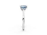 White gold Fancy Blue Princess  Solitaire Diamond Ring with Four-Prong Setting and Classic Band_5