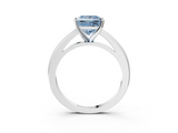 White gold Fancy Blue Princess  Solitaire Diamond Ring with Four-Prong Setting and Classic Band_6
