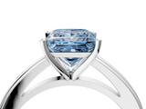 White gold Fancy Blue Princess  Solitaire Diamond Ring with Four-Prong Setting and Classic Band_7