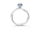 White gold Fancy Blue Princess  Solitaire Diamond Ring with Four-Prong Setting on a Plain Band_53
