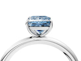White gold Fancy Blue Princess  Solitaire Diamond Ring with Four-Prong Setting on a Plain Band_54