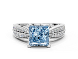 White gold Fancy Blue Princess  Solitaire Diamond Ring with Milgrain Pavé Band and Four-Prong Setting_36