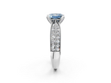 White gold Fancy Blue Princess  Solitaire Diamond Ring with Milgrain Pavé Band and Four-Prong Setting_38