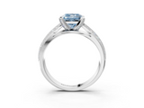 White gold Fancy Blue Princess  Solitaire Diamond Ring with Milgrain Pavé Band and Four-Prong Setting_39