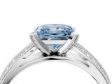 White gold Fancy Blue Princess  Solitaire Diamond Ring with Milgrain Pavé Band and Four-Prong Setting_41