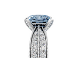 White gold Fancy Blue Princess  Solitaire Diamond Ring with Milgrain Pavé Band and Four-Prong Setting_43