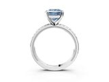 White gold Fancy Blue Princess  Solitaire Diamond Ring with Milgrain and Black Enamel X Pattern Band_200