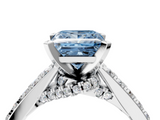 White gold Fancy Blue Princess  Solitaire Diamond Ring with Pavé Band and Four-Prong Setting_116