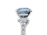 White gold Fancy Blue Princess  Solitaire Diamond Ring with Pavé Band and Four-Prong Setting_123