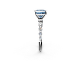 White gold Fancy Blue Princess  Solitaire Diamond Ring with Pave Band and Four-Prong Setting_220