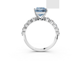 White gold Fancy Blue Princess  Solitaire Diamond Ring with Pave Band and Four-Prong Setting_221