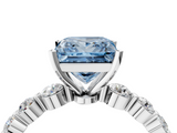 White gold Fancy Blue Princess  Solitaire Diamond Ring with Pave Band and Four-Prong Setting_222