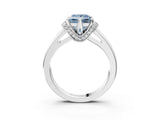 White gold Fancy Blue Princess  Solitaire Diamond Ring with Pave Band and Six-Prong Setting_35